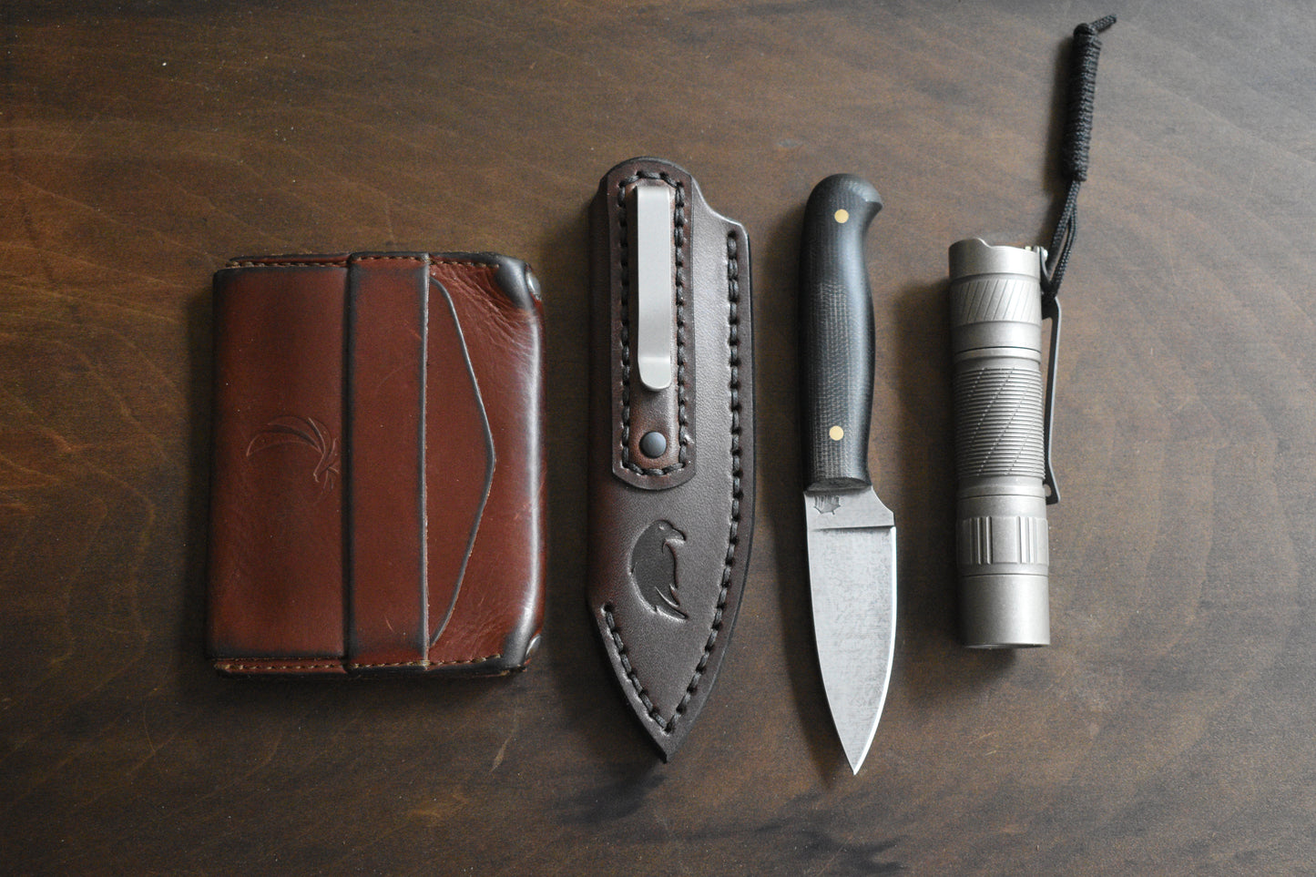 L.T. Wright Knives Patriot | Slim Leather Pocket Sheath, Titanium Clip