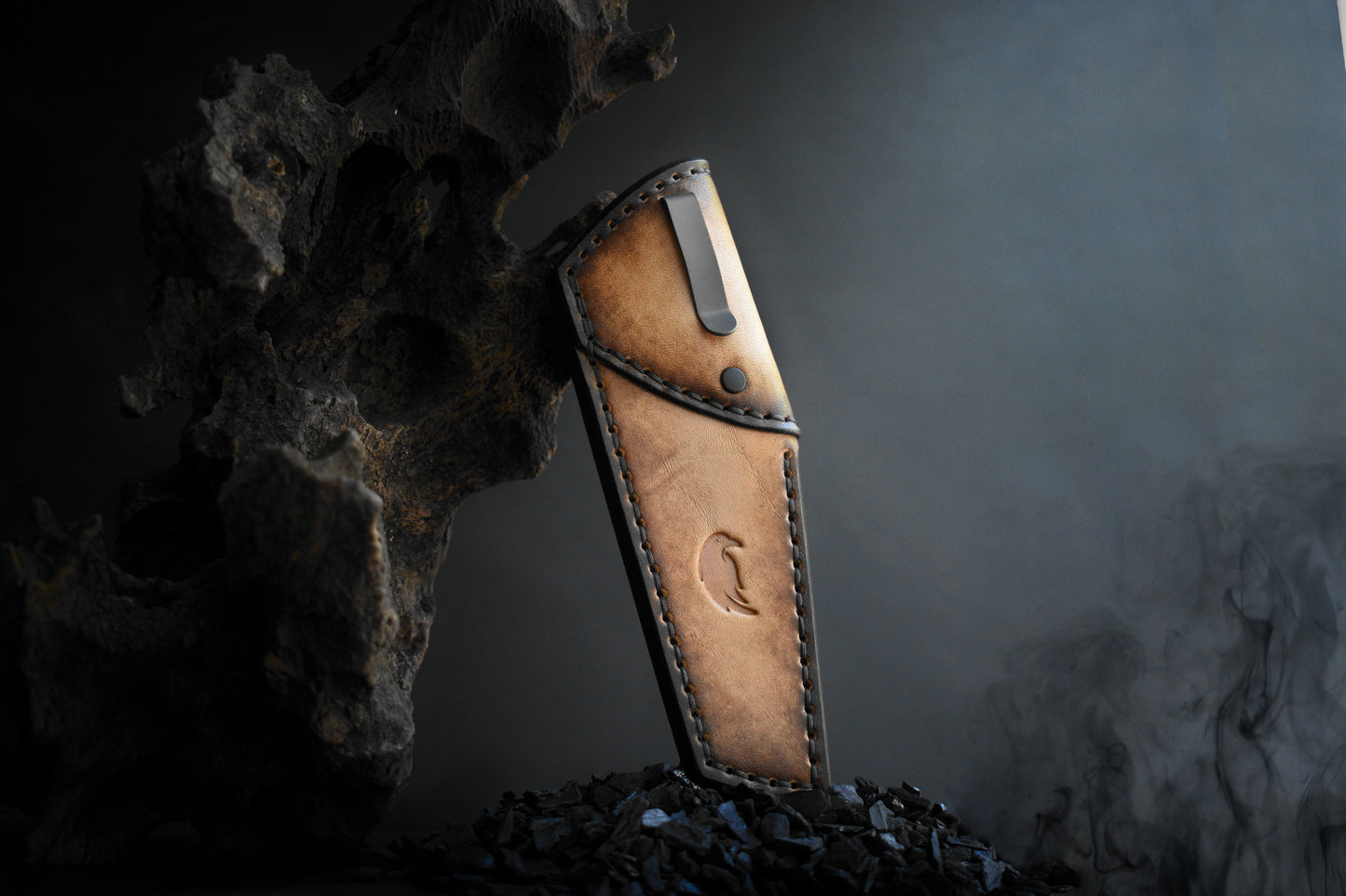 Bradford Knives Guardian 3.2 | Leather Pocket Sheath, Titanium Clip, Fallout Finish