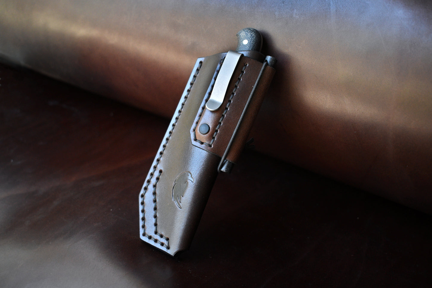 L.T. Wright Knives Patriot | Leather Pocket Sheath, Titanium Clip