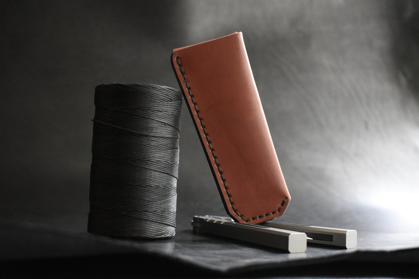 NEW! Deep Carry Pocket Sheath for Balisong Knives | Matte Black PVD Titanium Clip, Brown Leather