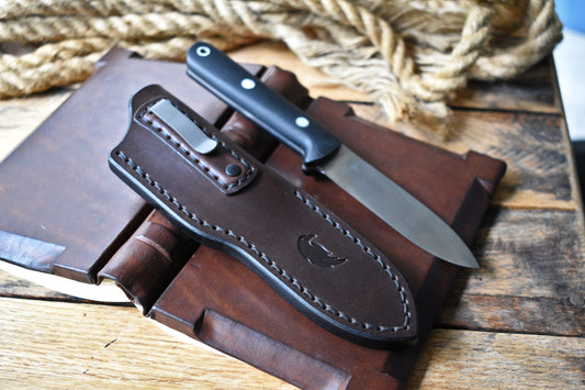 Bark River Mini Kephart | Leather Pocket Sheath, Titanium Clip, Multiple Colors