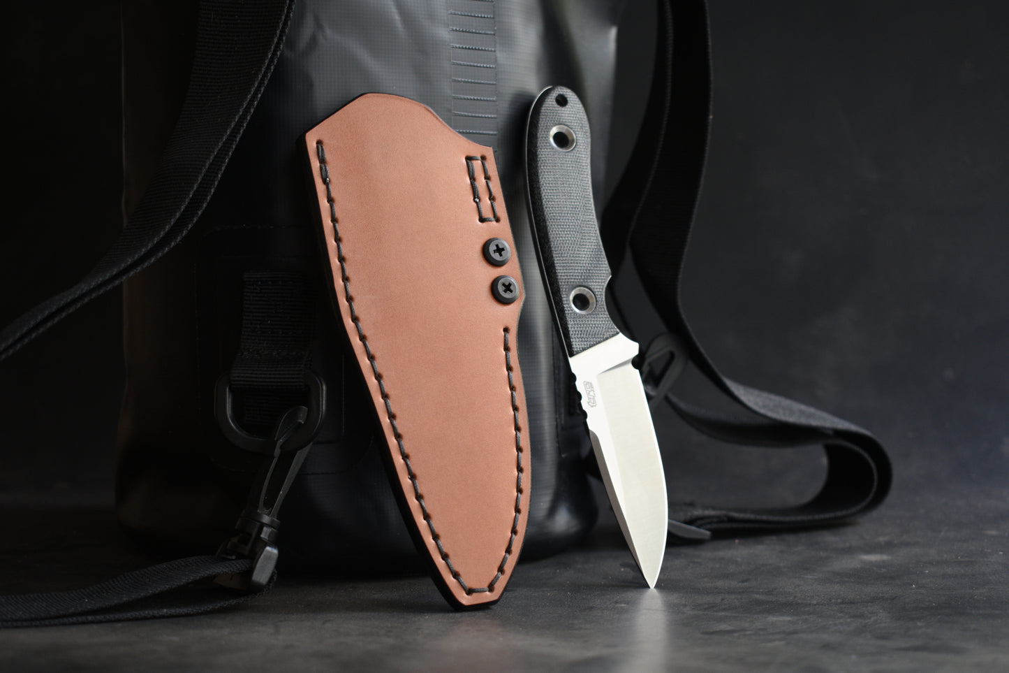 TRC Kosmos EDC Fixed Blade | Deep Carry Leather Pocket Sheath, Ulticlip