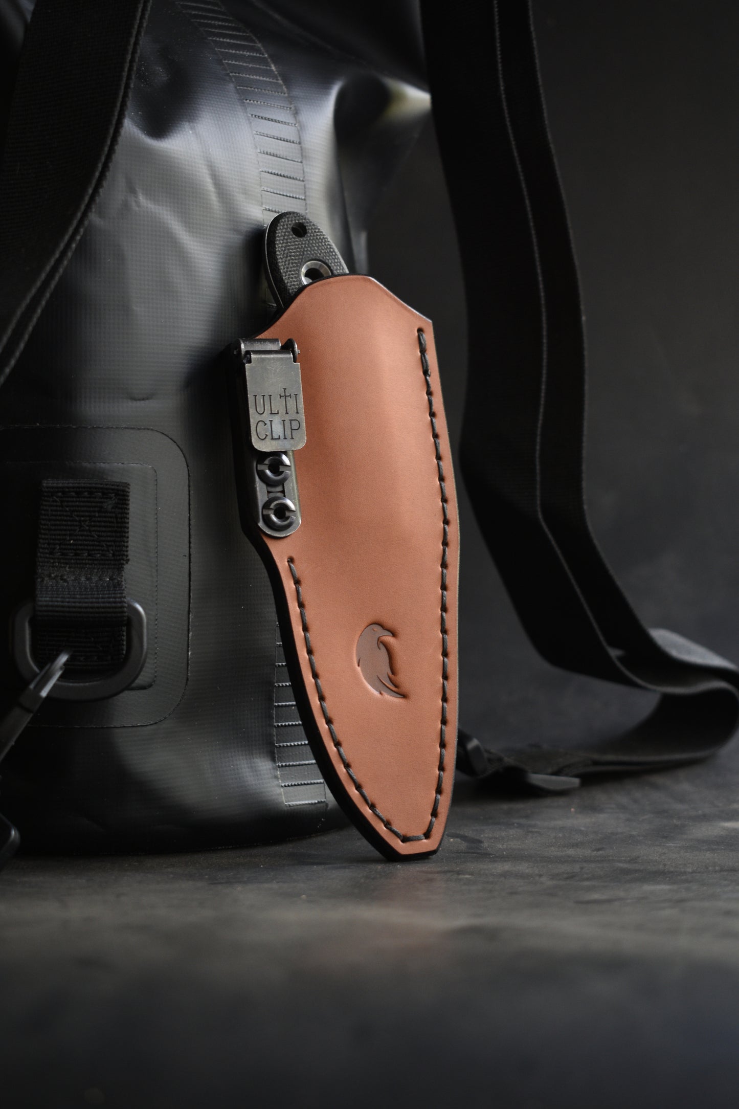 TRC Kosmos EDC Fixed Blade | Deep Carry Leather Pocket Sheath, Ulticlip