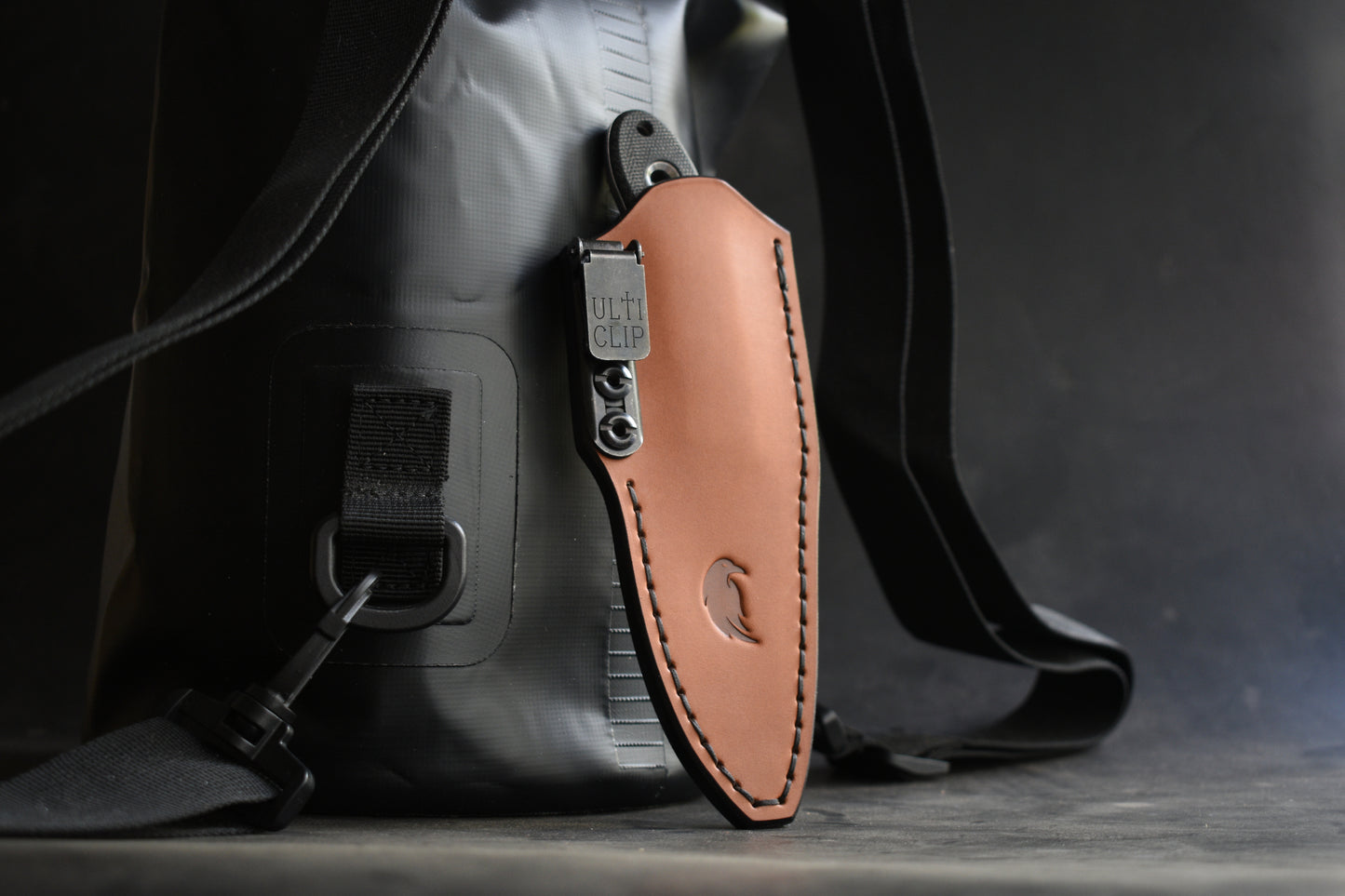 TRC Kosmos EDC Fixed Blade | Deep Carry Leather Pocket Sheath, Ulticlip