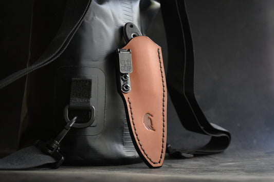 TRC Kosmos EDC Fixed Blade | Deep Carry Leather Pocket Sheath, Ulticlip