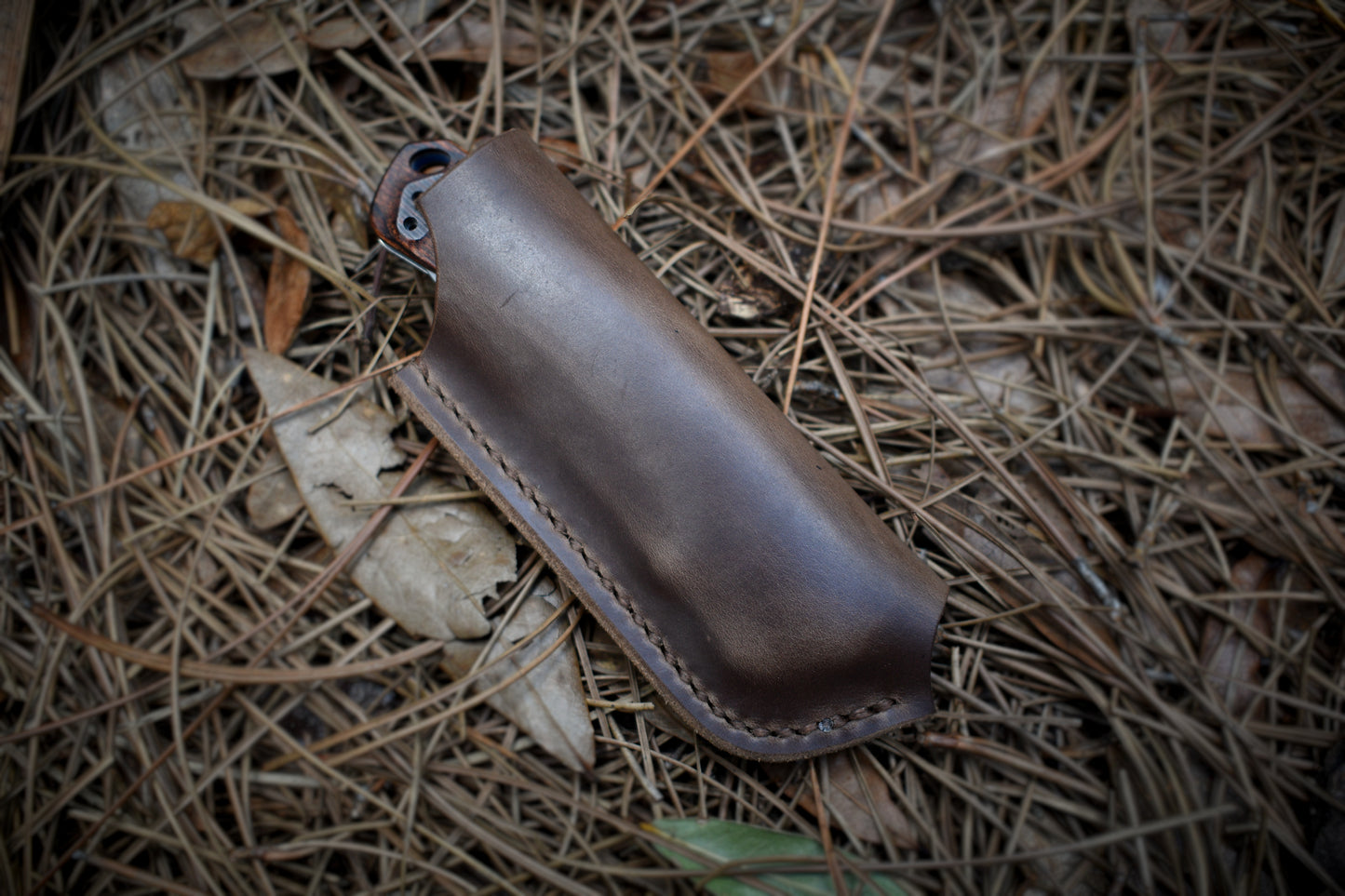 Horween Leather Holster for Benchmade Mini Crooked River - Titanium Pocket Clip Slip