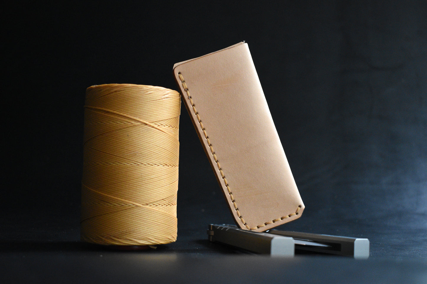NEW! Deep Carry Pocket Sheath for Balisong Knives "Short" | Blasted Titanium Clip, Natural Undyed Leather
