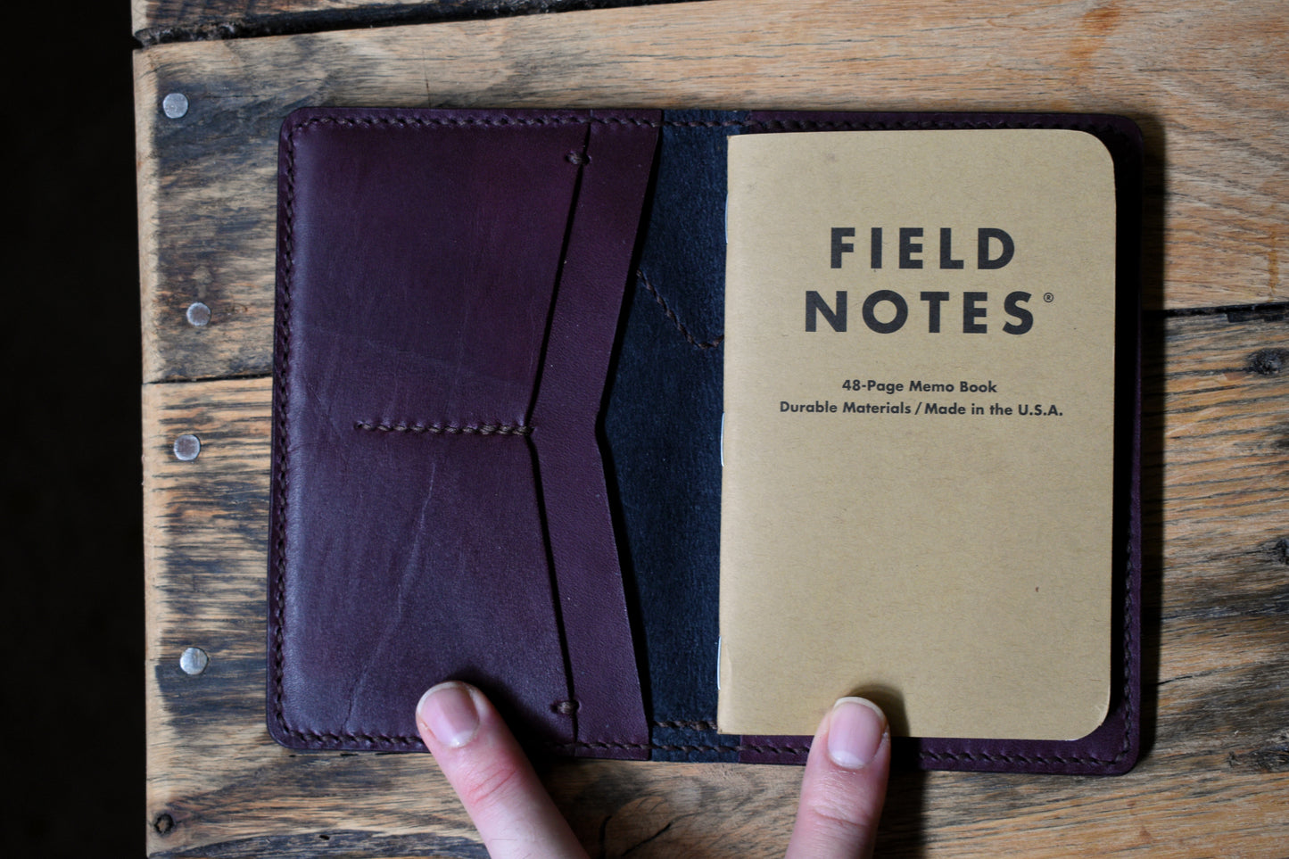 One of a Kind | Armored Field Notes Wallet Folio - Wickett & Craig Harness Leather